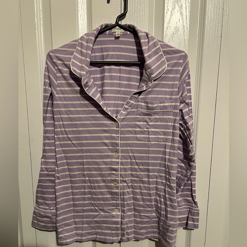J. Crew Lavender and Cream Striped Shirt